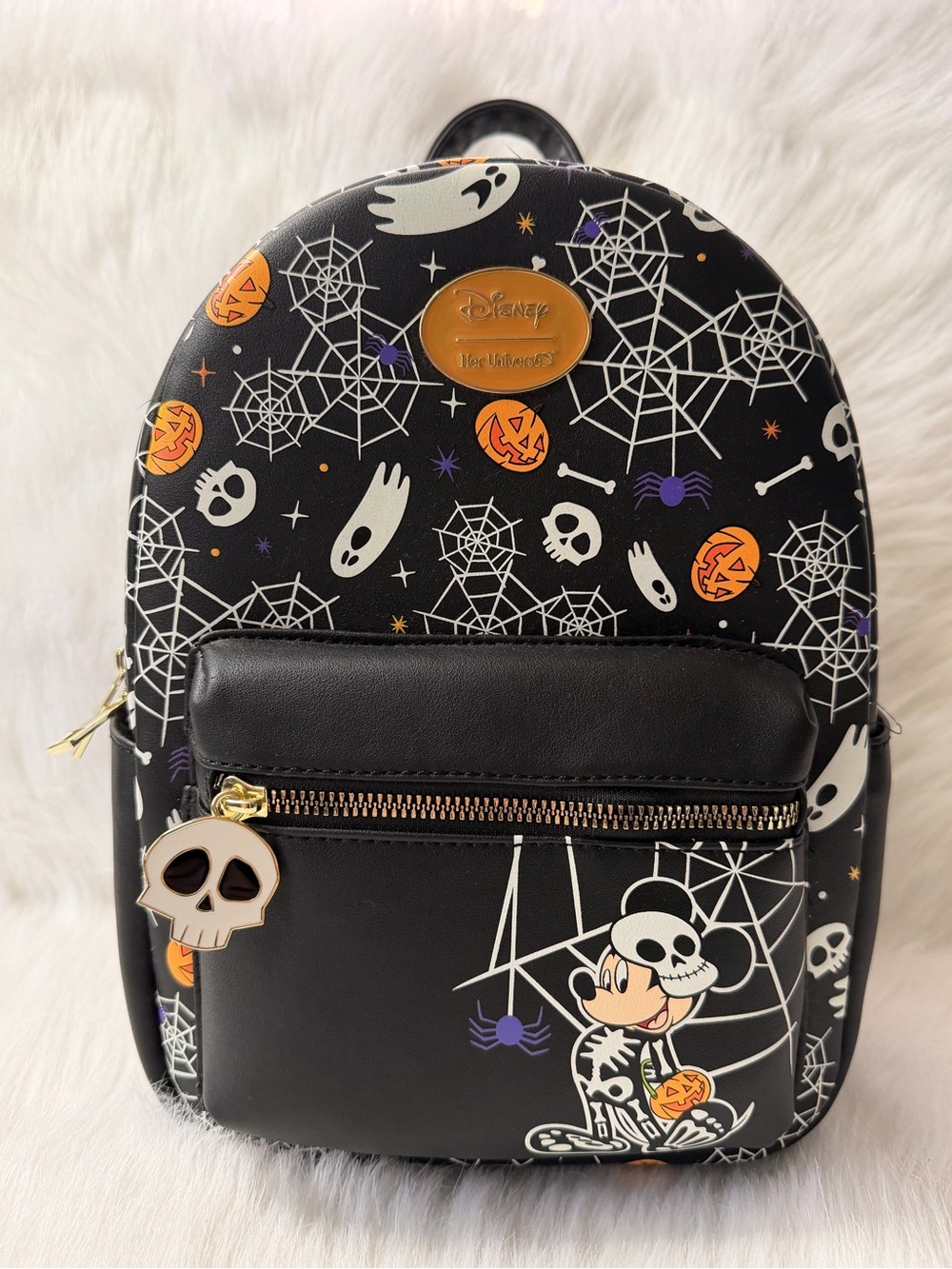 Disney Black Halloween Mickey Mini Backpack with Orange Accents- NWT - Picture 9 of 12
